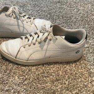 Mens Puma BMW logo size 11.5 white leather sneaker